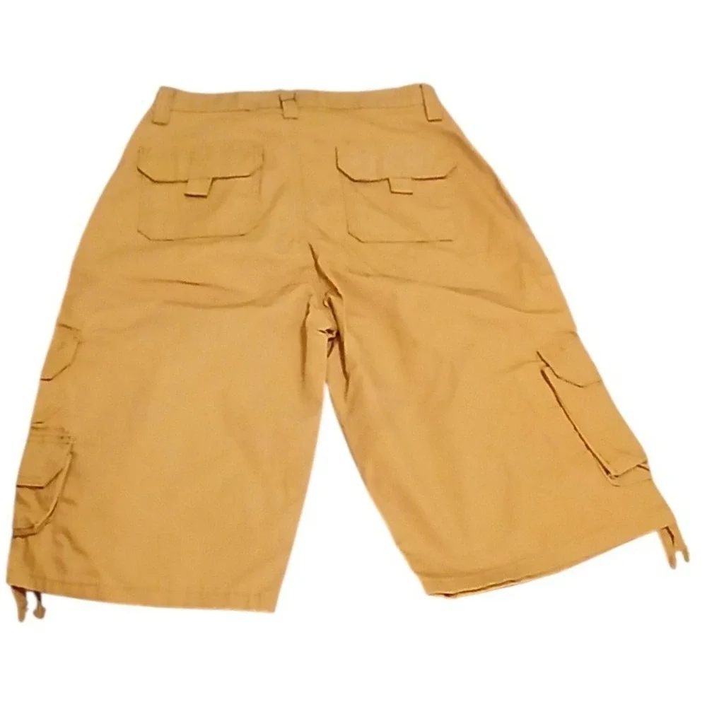 Cargo Shorts Youth Size 18 Tan Khaki Utility Multi Pocket Casual Jeanetix Boys